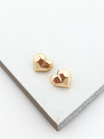 Faceted Heart Studs