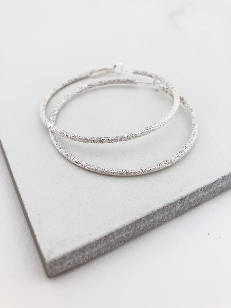 Large Silver Stardust Hoops