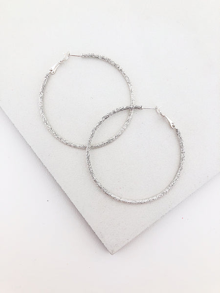 Large Silver Stardust Hoops