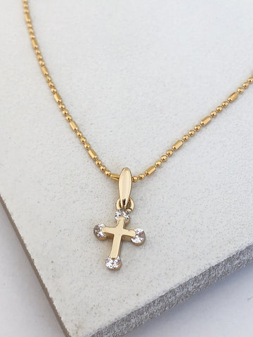 Tiny Crystalized Cross Necklace