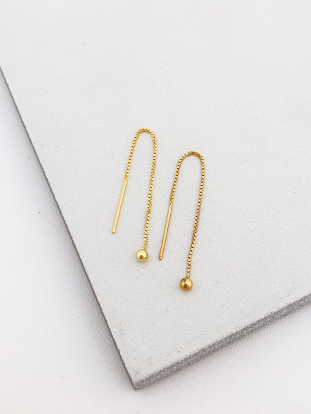 Gold Filled Box Chain Threader Earrings