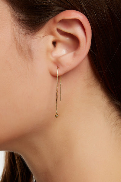 Gold Filled Box Chain Threader Earrings